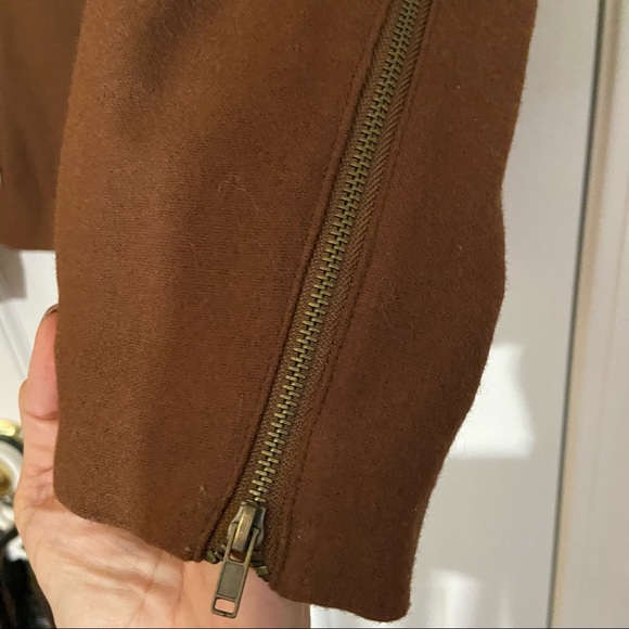 Vintage Harve Bernard wool blend jacket with zippers sz 6 brown shoulder pads - Picture 4 of 15